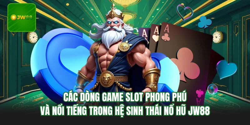 Các dòng game slot phong phú và nổi tiếng trong hệ sinh thái nổ hũ JW88